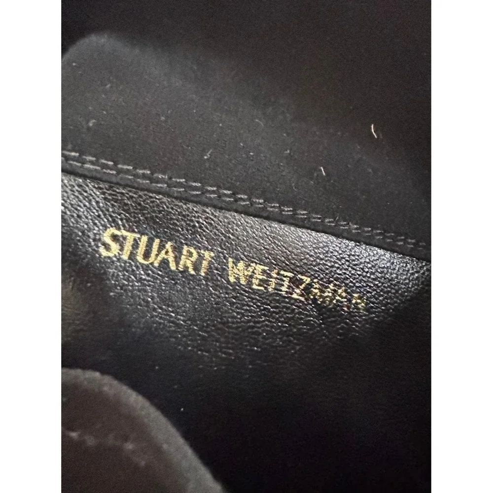 Stuart Weitzman 50/50 OTK Boot Lift Pearl Embellished‎ Lug Sole Boots 8.5B Rare